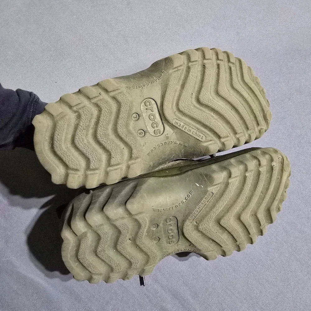 Crocs Georgie Lace Up Shoes Mens 7 Green Tan Camo All Terrain Rugged Chunky Sole